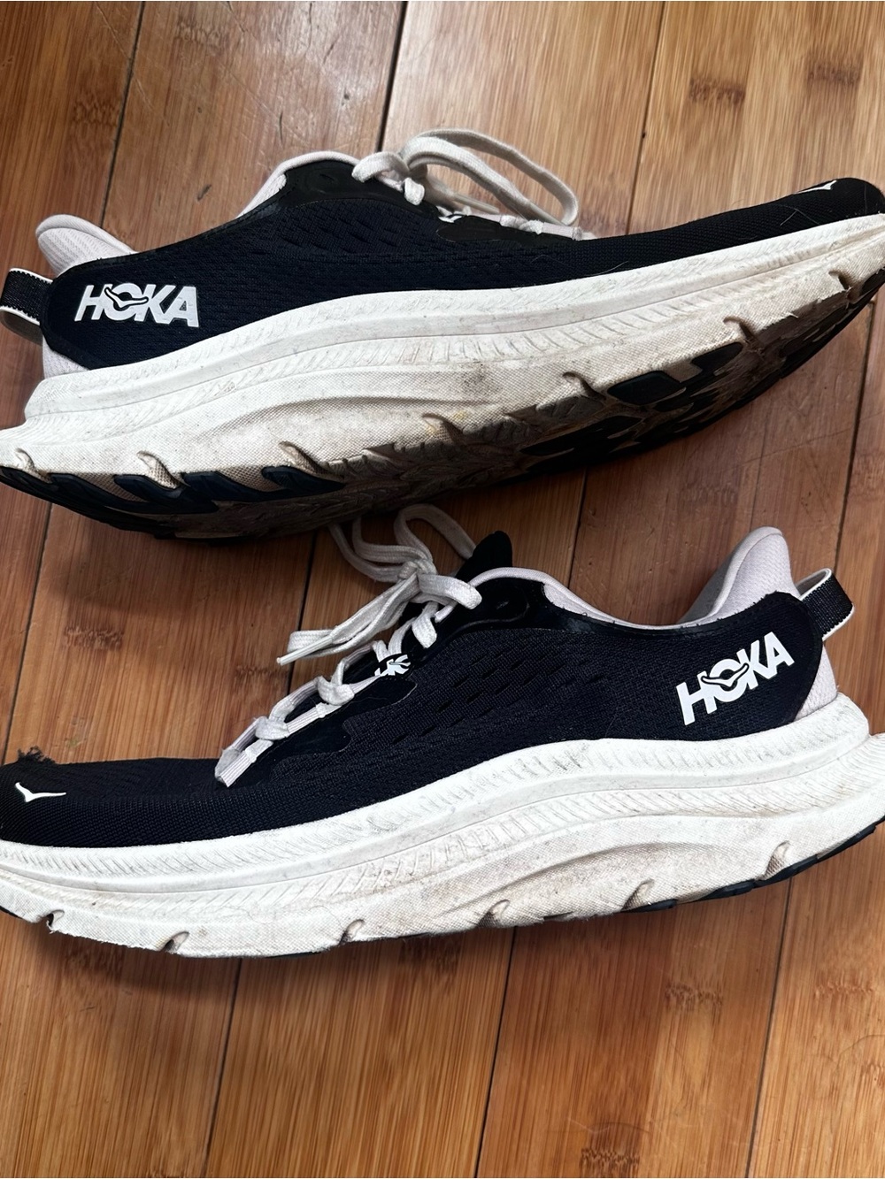 Hoka Black and White Road Running Shoes size 10